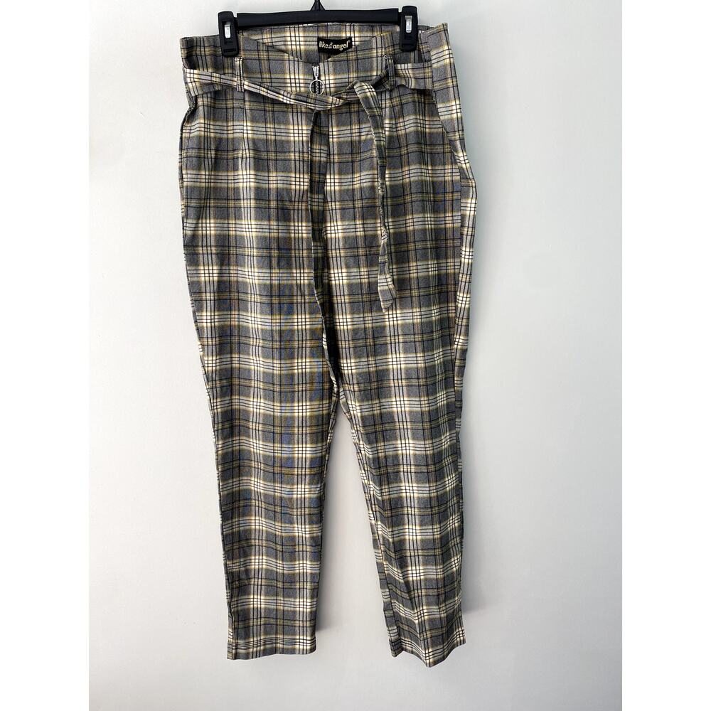 Womens Plaid Trouser Pants w/Belt Sz 3X